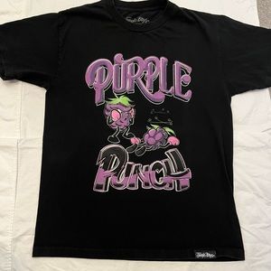 black and purple graphic tee